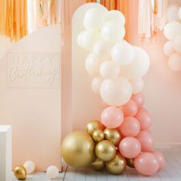 Chrome Gold & Peach Balloon Arch Kit 75